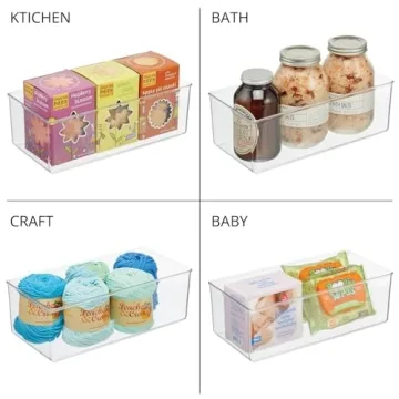 mDesign Long Plastic Drawer Organizer Boxes - 4 Pack - Clear