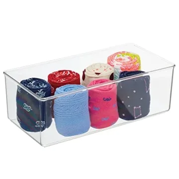 mDesign Long Plastic Drawer Organizer Boxes - 4 Pack - Clear