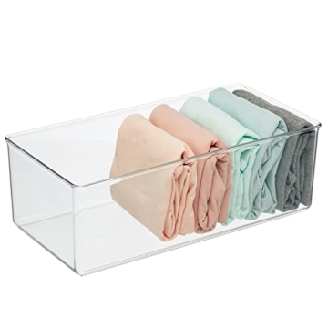 mDesign Long Plastic Drawer Organizer Boxes - 4 Pack - Clear