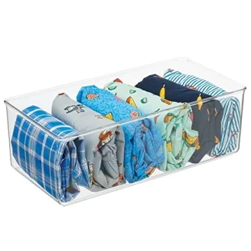 mDesign Long Plastic Drawer Organizer Boxes - 4 Pack - Clear
