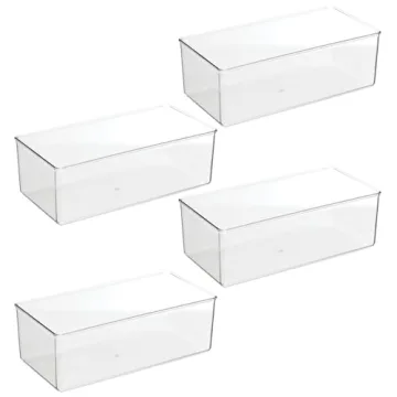 mDesign Long Plastic Drawer Organizer Boxes - 4 Pack - Clear