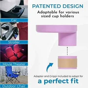 My Travel Tray Round, USA Made. Easily Convert Your existing Cup Holder to a Tray and Cup Holder for use in a Car Seat, Booster, Stroller, Golf Cart and Anywhere You Have a Cup Holder! - Lavender