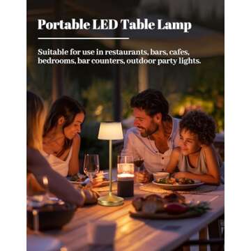 QiMH Cordless Table Lamps, Rechargeable Outdoor Solar LED Lamp, 5000mAh Battery Operated, Touch 3 Co...