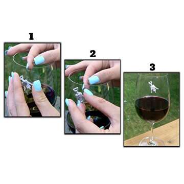 Simply Charmed Magnetic Wine Glass Charms, Set of 6 Fun Magnetic Wine Theme Drink Markers and Tags