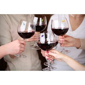 Simply Charmed Magnetic Wine Glass Charms, Set of 6 Fun Magnetic Wine Theme Drink Markers and Tags