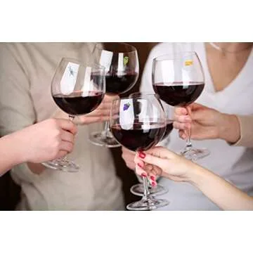 Simply Charmed Magnetic Wine Glass Charms, Set of 6 Fun Magnetic Wine Theme Drink Markers and Tags