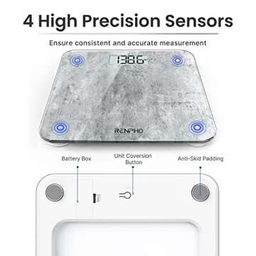 RENPHO Mechanical Bathroom Scales, Highly Accurate Body Weight Scale with Lighted LED Display, Round Corner Design, 400 lb, Core 1S, Cement Pattern