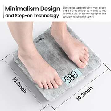 RENPHO Mechanical Bathroom Scales, Highly Accurate Body Weight Scale with Lighted LED Display, Round Corner Design, 400 lb, Core 1S, Cement Pattern