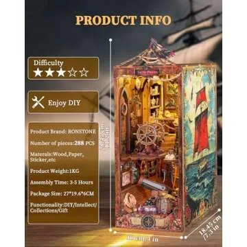 DIY Pirate Book Nook Kit - 3D Wooden Puzzle Adventure