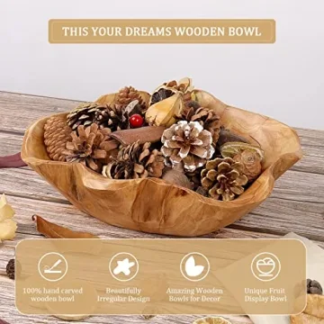 DeziWood Hand Carved Wooden Bowls Farmhouse Decor