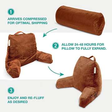 Vekkia Reading Pillow with Memory Foam and Support Arms