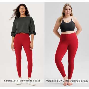 ODODOS Women's High Waisted Full Length Yoga Leggings with Pockets, 28" Inseam Tummy Control
