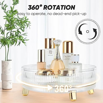 Large Capacity Rotating Makeup Perfume Organizer Storage Tray