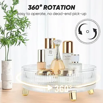 Large Capacity Rotating Makeup Perfume Organizer Storage Tray