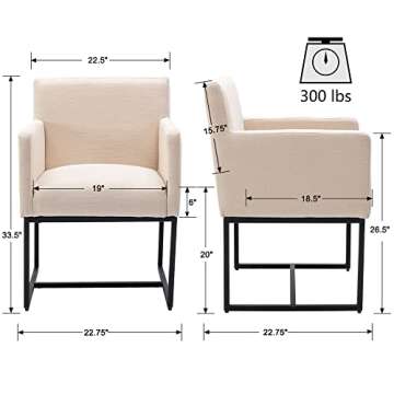 Stylish VESCASA Linen Dining Chairs Set of 4 with Arms