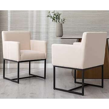 Stylish VESCASA Linen Dining Chairs Set of 4 with Arms