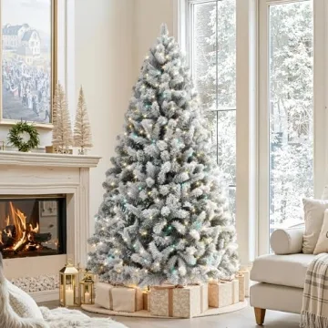 HOLLO STAR 6 ft Flocked Prelit Christmas Tree with 350 LED Lights, App Control, Artificial Christmas...