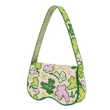 JW PEI Women's Becci Knitted Shoulder Bag - Flower Collection - Lime & Green & Pink & lvory