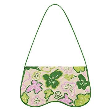 JW PEI Women's Becci Knitted Shoulder Bag - Flower Collection - Lime & Green & Pink & lvory