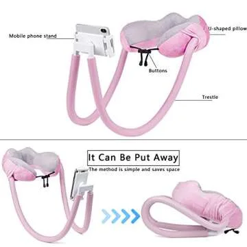 AIMI Neck Pillow Phone Holder, Cell Phone Holder, Suitable for Home,Travel, Outdoor,Comfort, Stability, Durability, Support Phone and pad (Pink)