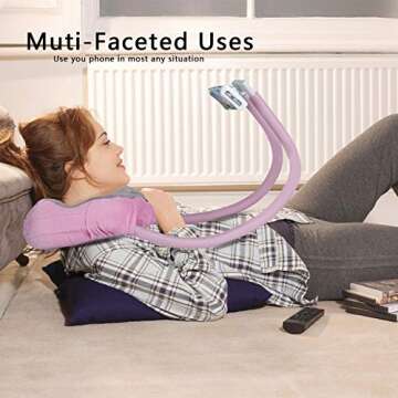 AIMI Neck Pillow Phone Holder, Cell Phone Holder, Suitable for Home,Travel, Outdoor,Comfort, Stability, Durability, Support Phone and pad (Pink)