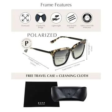 DIFF Bella Designer Square Oversized Sunglasses for Women