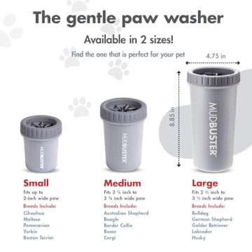 Dexas MudBuster Portable Dog Paw Cleaner for Large Dogs