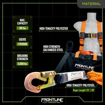 Frontline RKSPTB25 Combat Complete Roofers Kit with 25' Lifeline
