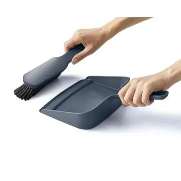 Joseph Joseph CleanStore Wall-Mounted Indoor Dustpan & Brush Set with Dust-Shield Compact Storage, S...