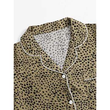 Satin Women's Short Sleeve Pajama Set Mocha Brown Large