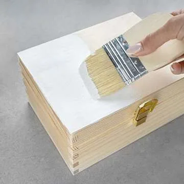 Creative Deco Wooden Storage Box Unpainted Plain | 8.42 x 5.43 x 3.93 in | Golden Latch & Lid | Perfect for Storing Valuables & Small Items in the Office or Bedroom | Jewelry Box