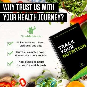 NewMe Fitness Journal for Women & Men, Nutrition Planner and Food Journal to Track Weight Loss, Muscle Gain, Gym, Bodybuilding Progress, Daily Personal Health Tracker - 1 Pack (Nutrition)