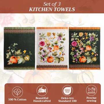 Maison d' Hermine Dishcloth Set of 3, 100% Cotton Kitchen Towel for Gifts, Kitchen, Party, Wedding, ...
