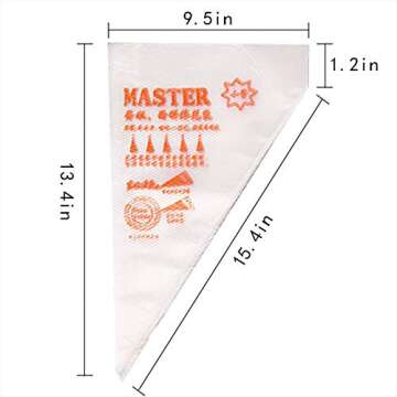 LANGFON Large Thickened 100Pcs Disposable Tipless Piping Bags and Bag Royal Icing Pastry Bags for Cookies Decorating Cupcake