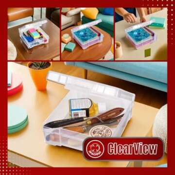 ArtBin 6953AB ClearView 6" x 6" Box Art & Craft Organizer, [1] Plastic Storage Case, Clear