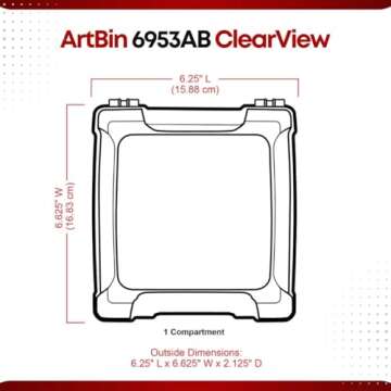 ArtBin 6953AB ClearView 6" x 6" Box Art & Craft Organizer, [1] Plastic Storage Case, Clear