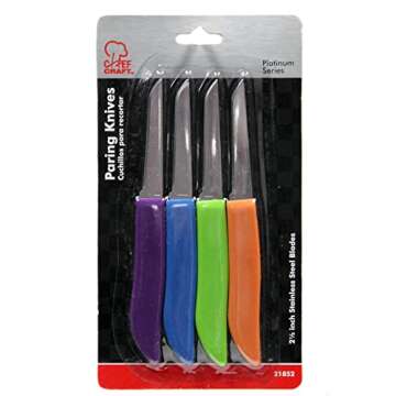 Chef Craft Select Paring Knife Set - 4 Piece Assorted Color Knives