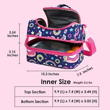 Insulated Kids Dual Compartment Lunch Bags Tote for Girls Boys Toddler Lunch Boxes Pre-School Toddle...