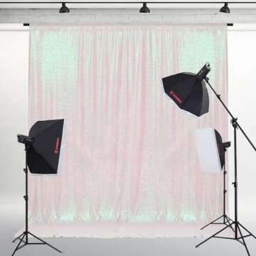 PartyDelight Iridescent 8FTx8FT Sequin Backdrop Photography Curtain Special Events Party
