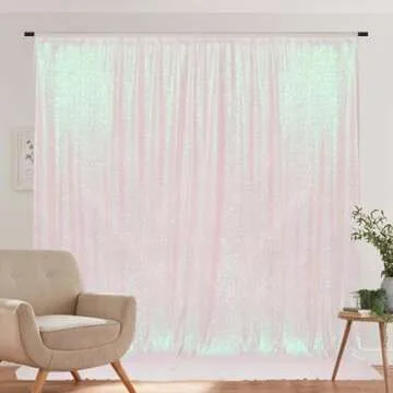 PartyDelight Iridescent 8FTx8FT Sequin Backdrop Photography Curtain Special Events Party