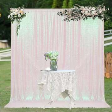 PartyDelight Iridescent 8FTx8FT Sequin Backdrop Photography Curtain Special Events Party