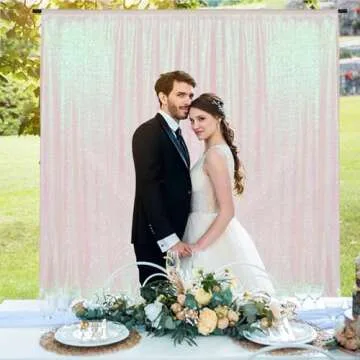 PartyDelight Iridescent 8FTx8FT Sequin Backdrop Photography Curtain Special Events Party