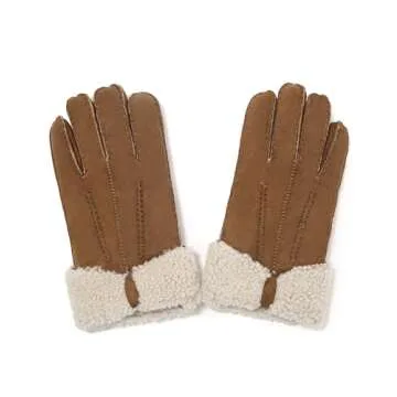 YISEVEN Women's Winter Sheepskin Shearling Leather Gloves Wing Cuffs Driving Warm Thick Fur sherpa L...