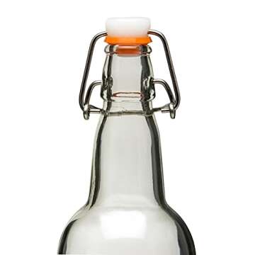 Bellemain Swing Top Grolsch Glass Bottles 16oz - CLEAR - For Brewing Kombucha Kefir Beer (6)