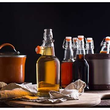 Bellemain Swing Top Grolsch Glass Bottles 16oz - CLEAR - For Brewing Kombucha Kefir Beer (6)