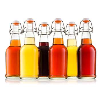 Bellemain Swing Top Grolsch Glass Bottles 16oz - CLEAR - For Brewing Kombucha Kefir Beer (6)