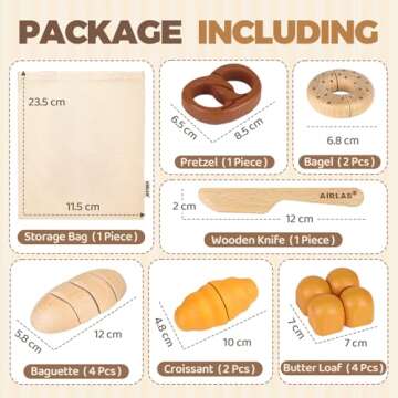 Wooden Play Food Bakery Toy Sets for Kids Kitchen Grocery Pretend Fake Food Accessories Playsets for...