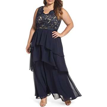 Eliza J Women's Size V-Neck Sleeveless Gown, Navy, 22 Plus