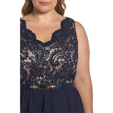 Eliza J Women's Size V-Neck Sleeveless Gown, Navy, 22 Plus