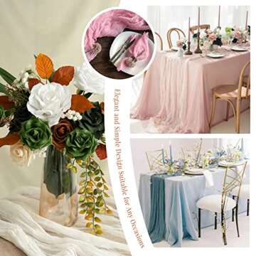 12 Pack Cheesecloth Table Runner 10FT, Boho Gauze Table Runner, Semi-Sheer Table Runners Rustic Wedding Table Decor, Bridal Shower, Birthday Party, Romantic Wedding Runner (Black)